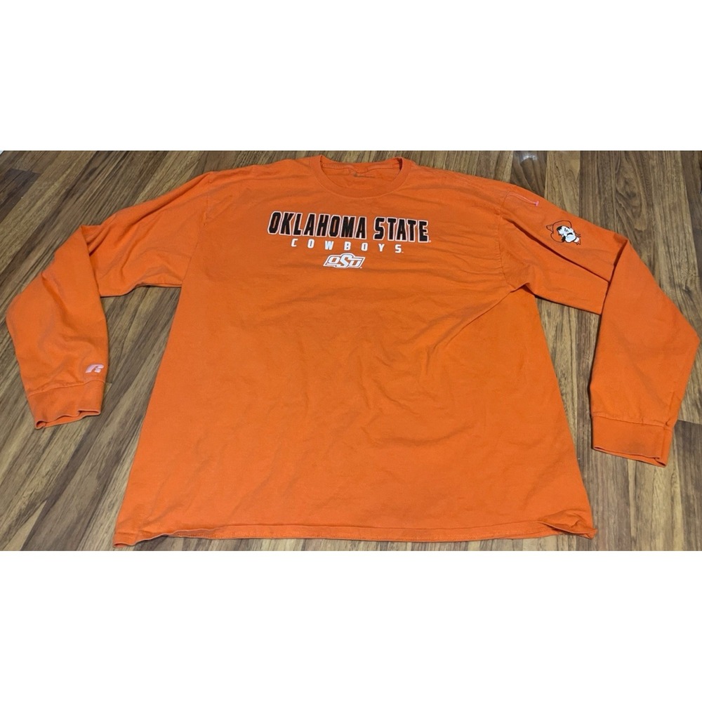 Oklahoma State Cowboys Shirt Mens 2XL Orange NCAA Football Russell Long Sleeve